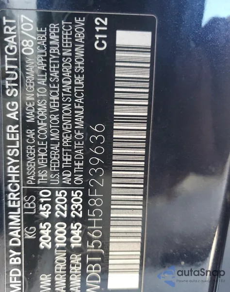 2008 Mercedes-Benz Clk 350 из США, поврежденный, VIN WDBTJ56H58F239636